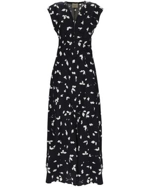 Alysi Printed V Neck Maxi Dress - Black