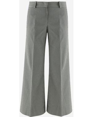 Ql2 Striped Pattern Pants - Gray