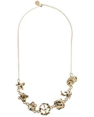 Palm Angels Golden Logo Charm Necklace - White