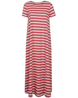 Apuntob Striped Cotton Long Dress - Red