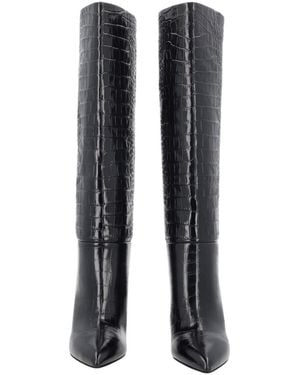Paris Texas Animal Print Boots - Black