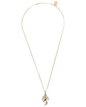 Palm Angels Golden Logo Pendant Necklace - White
