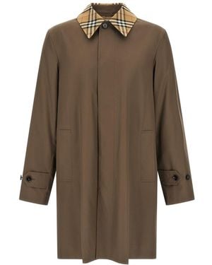 Burberry Solid Trench Coat - Brown