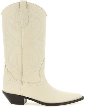 Sonora Boots Embroidered Slip On Boots - White