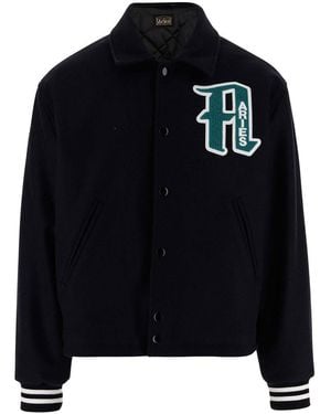 Aries Logo Varsity Jacket - Black