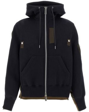 Sacai Sponge And Nylon Hoodie - Blue