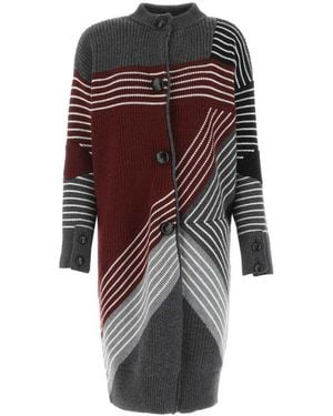 Stella McCartney Striped Wool Knitted Coat - Red