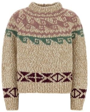 Moncler Geometric Crew Neck Sweater - Natural