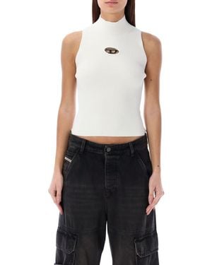 DIESEL Logo Mock Collar Top - White