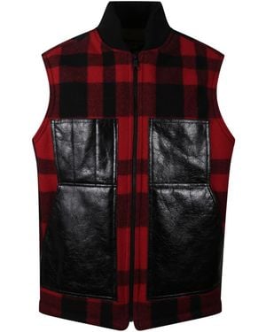 Junya Watanabe Mackinaw Wool And Leather Vest - Red