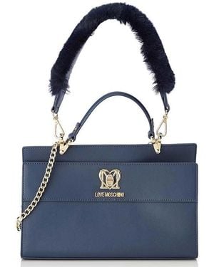 Love Moschino Logo Plaque Small Satchel - Blue