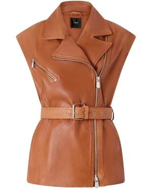 Pinko Solid Notched Lapel Jacket - Brown