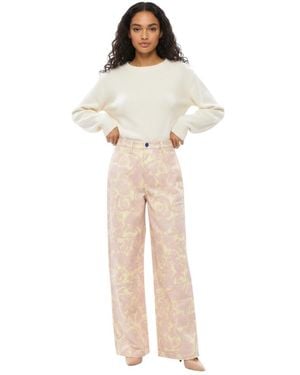 Burberry Straight Flat Front Pants - Natural