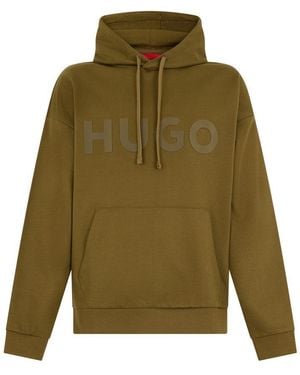 HUGO Khaki Logo Regular Hoodie - Green
