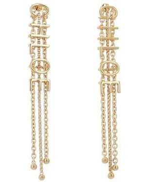 Chloé Golden Chain Dangler Earrings - White