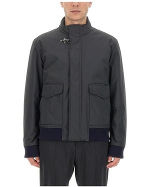 Fay Solid Mock Collar Jacket - Gray