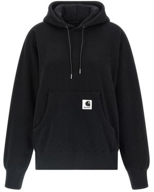 Sacai Logo Patch Hoodie - Blue