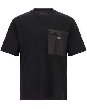 Prada Logo Crew Neck T-Shirt - Black