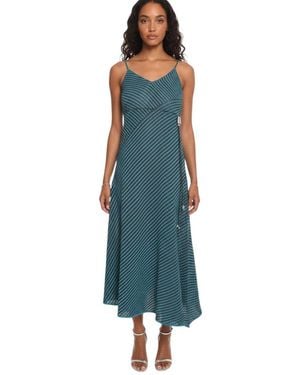 Bottega Veneta Stripes V Neck Maxi Dress - Blue