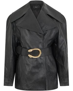 Gucci Solid Notched Lapel Jacket - Black