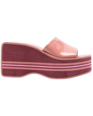 Chloé Stripes Wedges - Red