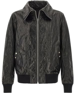 Rick Owens Textured Leather Jacket - Gray