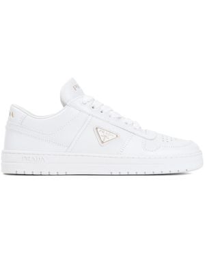 Prada Elegant Calfskin Lace-Up Sneakers - White