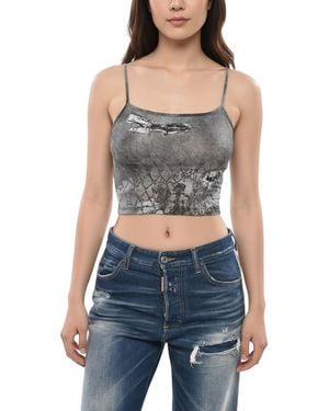 DIESEL Printed Scoop Neck Top - Blue