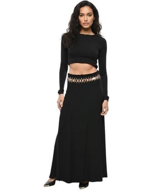 Rabanne Solid Maxi Skirt - Black
