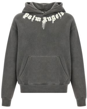 Palm Angels Logo Print Hoodie - Gray