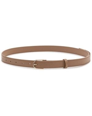 Victoria Beckham Taupe Solid Buckle Belt - White