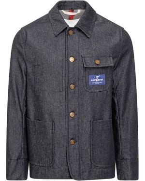 The Seafarer Solid Shirt Collar Jacket - Blue
