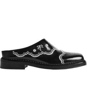 Simone Rocha Floral Leather Loafers - Black