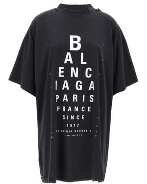 Balenciaga Eye-Test Oversized T-Shirt, 100% Cotton - Black