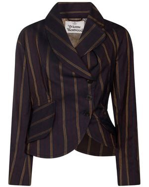 Vivienne Westwood Stripes Shawl Lapel Blazer - Black