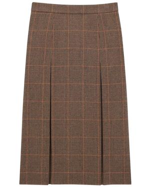 Saint Laurent Check Midi Skirt - Brown