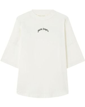 Palm Angels Logo Crew Neck T-Shirt - White