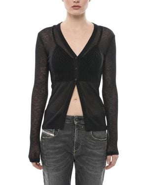 DIESEL Knitted V Neck Cardigan - Black