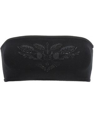 Max Mara Embroidered Viscose Bandeau Top - Black