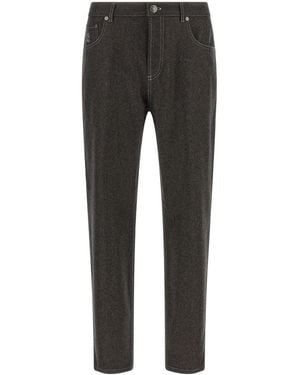 Brunello Cucinelli Straight Wool Trousers - Grey