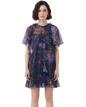 DSquared² Floral Round Neck Mini Dress - Blue