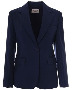Weekend by Maxmara Solid Notched Lapel Blazer - Blue