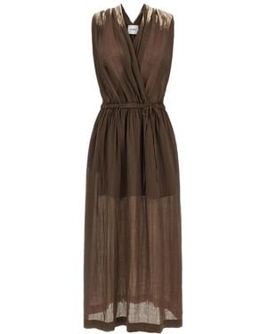 Nude Crossed V-Neck Maxi Dress - Brown