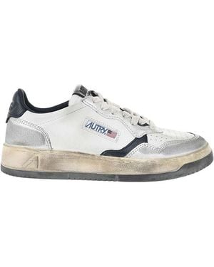 Autry Vintage Metallic Sneakers - White