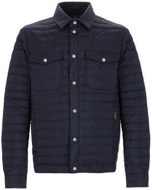 Moorer Quilted Shirt Collar Jacket - Blue
