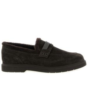Brunello Cucinelli Penny Suede Loafers - Black
