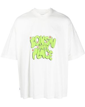 Bonsai Logo-Print Cotton Crewneck T-Shirt - White