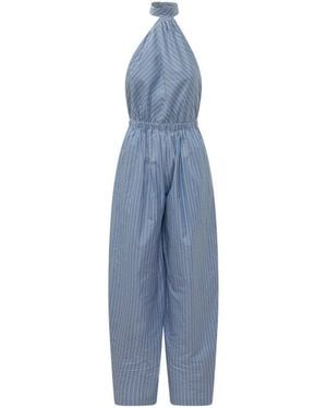 ANDAMANE Stripes Halter Neck Jumpsuit - Blue