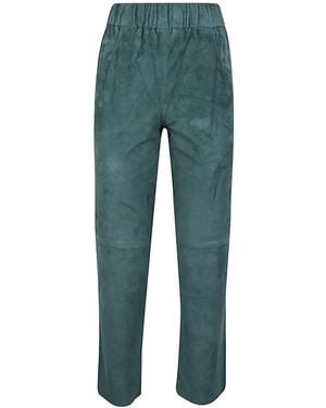 Via Masini 80 Elastic Waist Suede Pants - Green