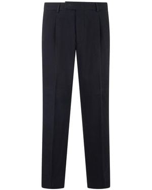 ZEGNA Dark Pleated Trousers - Blue